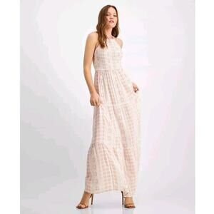 HIPPIE ROSE Junior's Womens Maxi Dress Smocked Halter Size Small